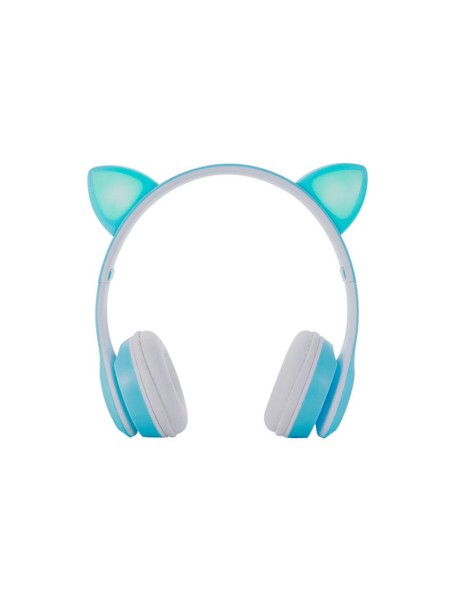 Auriculares Bluetooth Nc3228 Orejas de Gato Azul / 250Mah / MP3 / Fm / MicroSd / Iluminacion Led / One+