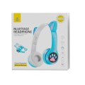 Auriculares Bluetooth Nc3228 Orejas de Gato Azul / 250Mah / MP3 / Fm / MicroSd / Iluminacion Led / One+