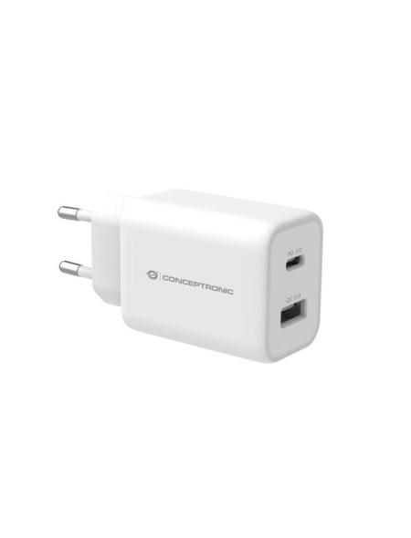 Cargador de red Usb + Type-C / 33w / Blanco / Quick Charge 3.0 / Conceptronic / ALTHEA11W