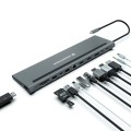 Hub Adaptador Type-C 12 en 1 Conceptronic  / 2x Hdmi / DP / Type-C PD 100w / 2x Usb 3.0 / LAN Gigabit / DONN17G