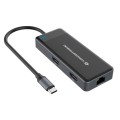 Hub Adaptador Type-C 7 en 1 Conceptronic / 2x Hdmi / 3x Usb 3.2 / 1x Type-c 100w PD / 1x LAN Gigabit / DONN14G