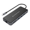 Hub Adaptador Type-C 12 en 1 Conceptronic  / 2x Hdmi / Vga / MicroSD/TF / 3x Usb 3.2 / LAN Gigabit / DONN15G