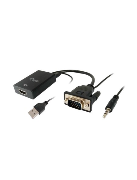 Cable adaptador VGA a HDMI M/H + Audio + Usb / Negro / Equip 119038