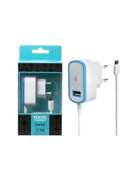 Cargador red cs102 Micro USB + toma USB 2.1a azul ONE+