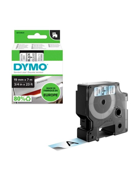 Etiquetas Original Dymo LM D1 / 45210 / 19mmx7m / Negro-Transparente