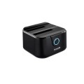 Docking Station Clonacion TOOQ Sata 2.5 / 3.5 / HDD / SSD / USB 3.0 / Bahia Dual / Negro / TQDS-802B