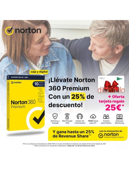 Promoción 25% Descuento Norton 360 Mobile / 1 Usuario / 1 Dispositivo / 1 Año / Box