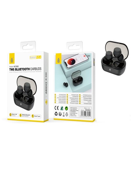 Auriculares estereo Bluetooth 5.4  NC3292 Negro / Tws / Base recargable 200 mah / 2302922 / One+