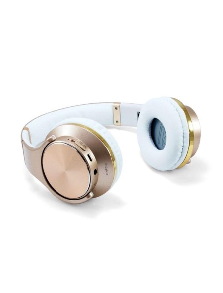 Auriculares Inalambricos Diadema Conceptronic Eligio / Bluetooth / Mp3 MicroSD / Oro-Blanco / CHSPBTNFCSPKG