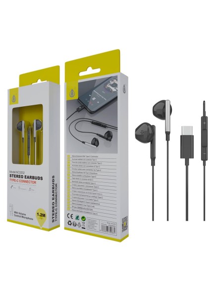 Auriculares + Micro NC3252 / Conexion Type-C / 1.2m / Negro / One+ / 2302522