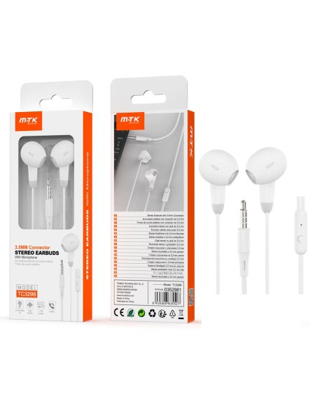 Auriculares con Microfono TC3298 Galdorn / Jack 3.5mm / 1.2m / Blanco / MTK