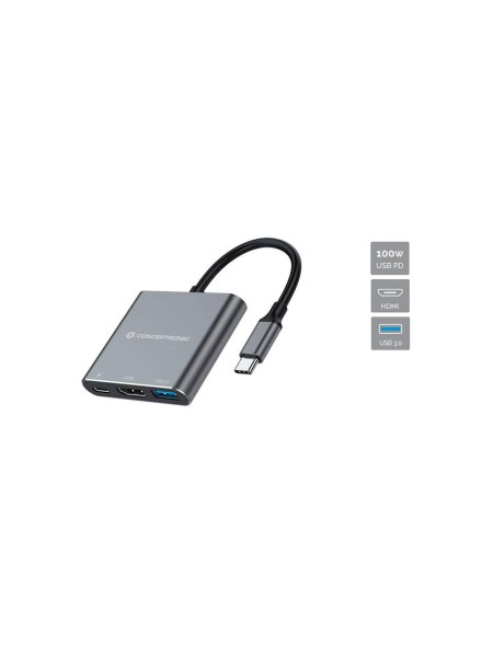 Hub Adaptador Type-C 3 en 1 Conceptronic  / Hdmi / Type-c / Usb 3.0 / DONN18G
