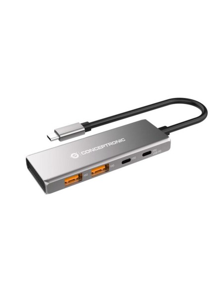 Hub adaptador Type-C a 2x USB 3.2 / 2x Type-C 3.2 / 10gb / PD 100W / Conceptronic / HUBBIES15G