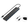 Hub 7 puertos Usb 3.2 Conceptronic / Alimentado / Con interrutores / incluye cargador / Negro / HUBBIES19BP