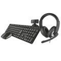 Combo Teclado + Raton inalambrico Trust Qoby + Auriculares Reno + Webcam Trino Hd / 24042