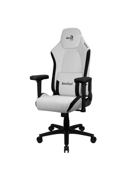 Silla Gaming Aerocool Crown / Diseño premium / Hasta 150 Kg / Reposacabezas - Cojin lumbar / Blanca detalles en negro