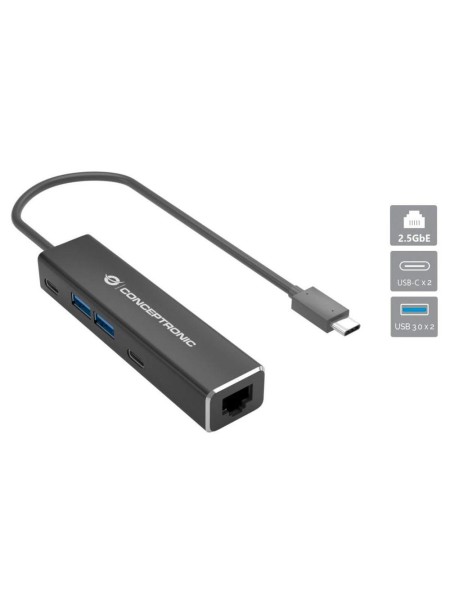 Hub Type-C a Rj45 2.5 Gigabit / 2x USB 3.2 / 2x Type-C 3.2 / Conceptronic / ABBY14B