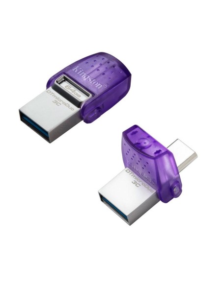 Pendrive Kingston DataTraveler MicroDuo 3C / 64Gb / USB 3.2 - Type-C / Plata / DTDUO3CG3/64GB