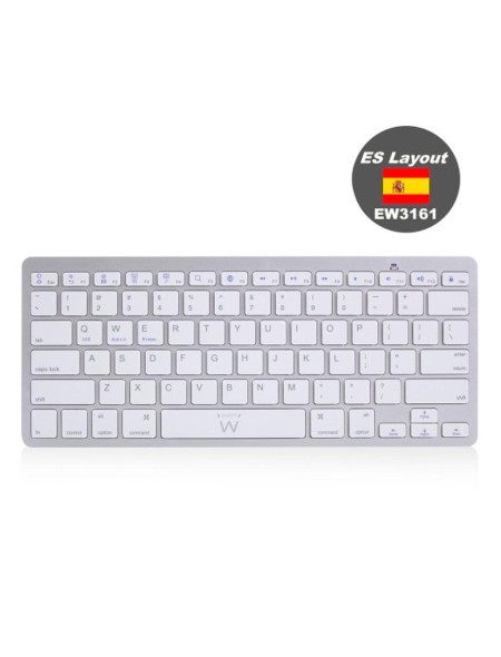 Teclado Slim Bluetooth Ewent EW3161 / Plata - Blanco / Windows / Android / Apple