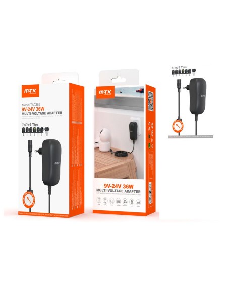 Cargador para portátil universal Manual 36W TA0366 / 6 conectores / 1.2m / Mtk / 0053662