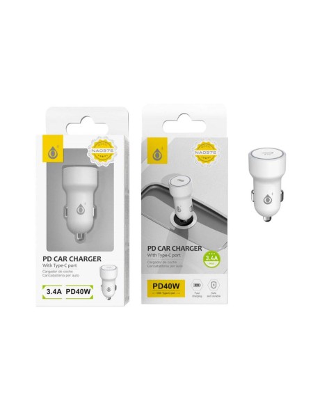 Cargador de coche-mechero Type-C / 40W / Blanco / Boris NA0375  / One+ / 2003751