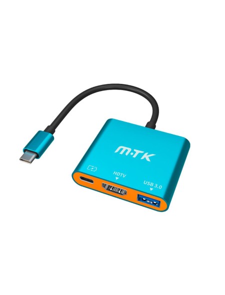 Hub adaptador Type-C a 1x Usb 3.0 / 1x Type-C / 1x HDMI 4K / Cable 12cm / Nintendo Switch / Mac / Iphone 15 / TB1722 / MTK