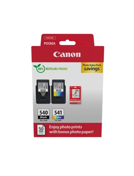 Tinta Original Canon Pack PG540 + CL541 + 50 Hojas de papel fotografico 5225B013