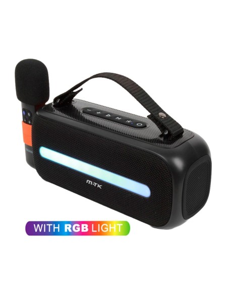 Altavoz Karaoke Bluetooth 5.3 + Microfono / TF4202 / 24w / 3600 mAh / Luces Led / Tws / Fm / Microsd / Usb / Negro / MTK / 0452022
