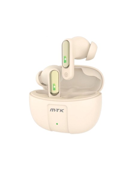 Auriculares Bluetooth 5.4 / TC3314 / Tws / Base de carga / Tactil / Beige / Mtk