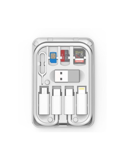 Kit de Cable + Adaptadores de Smartphones NB1508 / Almacenaje de tarjetas / 60W Max / Blanco / One+