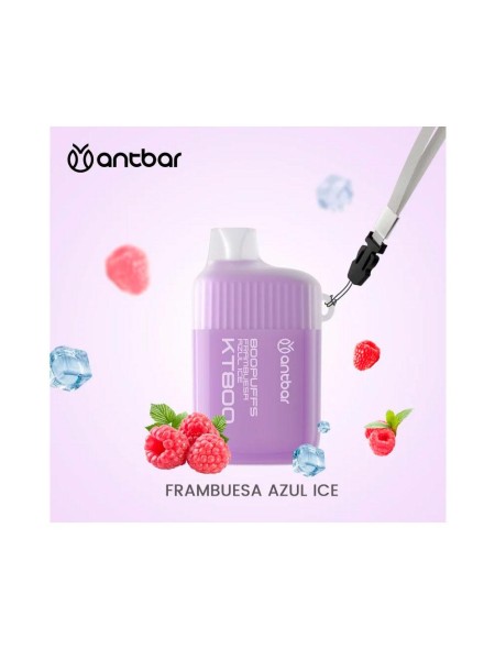 Vaper desechable Antbar KT800 Frambuesa Azul Ice / 20mg / 800 Caladas / Colgante Incluido