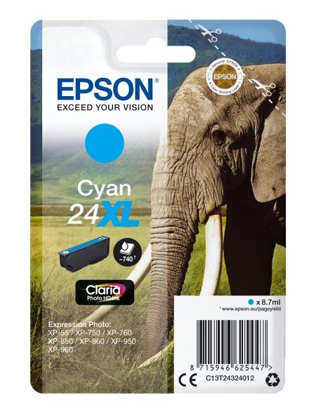 ÷ Tinta original epson t2432 xl cian c13t24324012 8.7ml