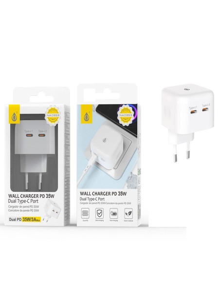 Cargador de red 2x Type-C / 35W / Blanco / NA0353 / 2003531 / One+
