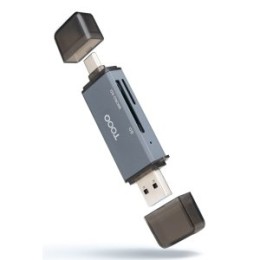 ÷ Card reader externo coolbox tqr-3001g usb-c y usb-a compatible sd, sdhc, sdxc, micro sd