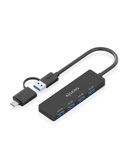 ÷ Aisens - hub usb 3.1 usb-c usb-a, usb-c/m+usb-a/m-4xtipo a/h, negro, 15cm