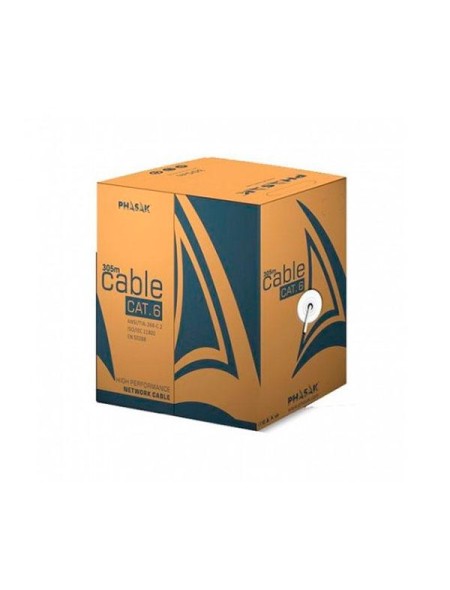 Bobina 305 metros interior Cat.6 UTP Rigido / Gris / Phasak PHR 6302
