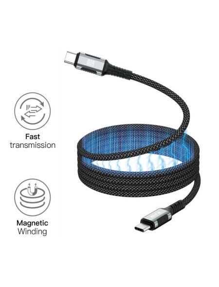 Cable datos Type-C M/M Magnetico trenzado / 20v 3a / 60w / 1m / Blanco / TB2017 / MTK / 0160172