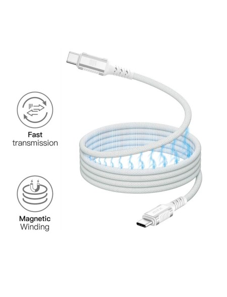 Cable datos Type-C M/M Magnetico trenzado / 20v 3a / 60w / 1m / Negro / TB2017 / MTK / 0160172