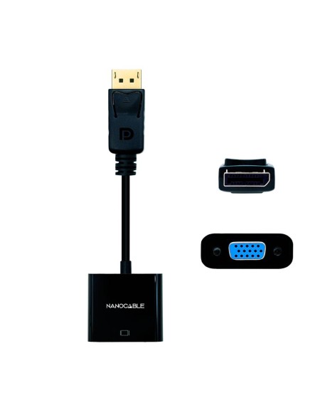 Cable adaptador Displayport a VGA M/H / 15 cm / Negro / 10.16.0602