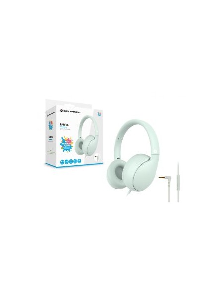 ÷ Headset infantil conceptronic parris04gt entrada 1xjack 3.5 plegable color verde claro