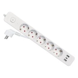 ÷ Regleta alimentacion equip 245555 5 tomas schuko 2xusb-a 1xusb-c color blanco
