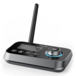 ÷ Adaptador bluetooth hama link.it duo transmisor receptor  jack 3.5mm usb-c 1m lcd controles 
