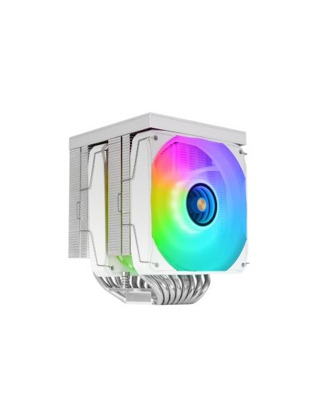 ÷ Ventilador con disipador de cpu mars gaming mcpulcdprow tdp 380w doble torre lcd argb blanco