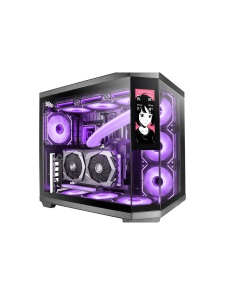 ÷ Caja atx torre gaming masrs gaming mc3tcorelcd 3 cristal templado pantalla lcd