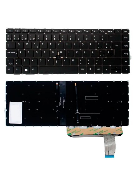 Teclado compatible para portátil HP Elitebook 840 G7 / 840 G8 / Marco Negro / Retroiluminado