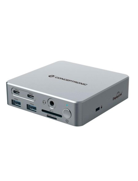 Docking Type-C 15 en 1 Conceptronic 100W PD / 2x Hdmi 4K / 2x Usb 3.2 / 2x Type-C / MicroSD / Jack 3.5mm / LAN Gigabit / DONN25G