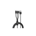 Cable datos DEVIA Gracious 3 en 1 (Micro Usb, Iphone, Type C) / 5V / 3A / 1.2M / Negro / 337086