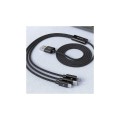 Cable datos DEVIA Gracious 3 en 1 (Micro Usb, Iphone, Type C) / 5V / 3A / 1.2M / Negro / 337086