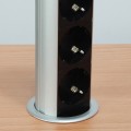 ÷ Regleta equip pop-up para mesa 3 tomas + 2 puertos usb con interruptor aluminio diametro 60mm