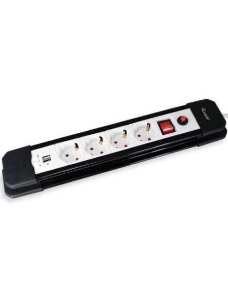÷ Regleta alimentacion equip con 4 tomas cable de red de 1.5 metros + 2 puertos usb proteccion sobreca
